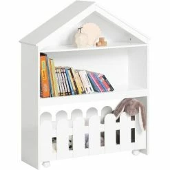 SoBuy House Shape Kids Bookcase Shelf Rack With Mobile Storage Chest,KMB52-W