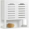 SoBuy Wall Storage Cabinet Cupboard With Double Slatted Doors,BZR51-W