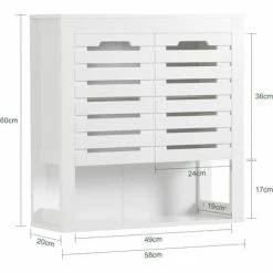 SoBuy Wall Storage Cabinet Cupboard With Double Slatted Doors,BZR51-W -SOBUY Shop 70103341 4