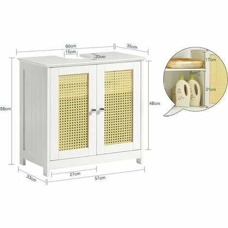 SoBuy Bathroom Under Sink Cabinet With Double Doors,BZR72-W 4 SoBuy Bathroom Under Sink Cabinet With Double Doors,BZR72-W - Image 4