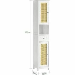 SoBuy Bathroom Storage Cabinet With 2 Doors And 1 Drawer H170cm,BZR70-W -SOBUY Shop 70187115 4