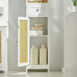 SoBuy Bathroom Storage Cabinet With 2 Doors And 1 Drawer H170cm,BZR70-W -SOBUY Shop 70187115 5