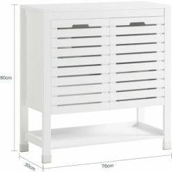 SoBuy Bathroom Storage Cabinet Cupboardwith Double Slatted Doors And Shelf,BZR50-W -SOBUY Shop 70391409 4