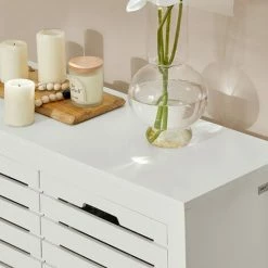 SoBuy Bathroom Storage Cabinet Cupboardwith Double Slatted Doors And Shelf,BZR50-W -SOBUY Shop 70391409 5