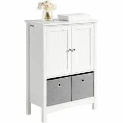 SOBUY Shop 30 SoBuy Storage Cabinet Cupboard With 2 Fabric Drawers,BZR64-W