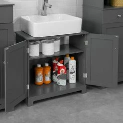 SoBuy Under Sink Cabinet Bathroom Storage Cabinet With 2 Doors,BZR18-DG -SOBUY Shop 71536675 3
