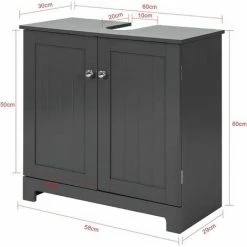 SoBuy Under Sink Cabinet Bathroom Storage Cabinet With 2 Doors,BZR18-DG -SOBUY Shop 71536675 4