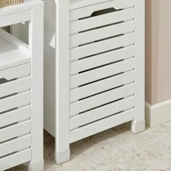 SoBuy Bathroom Tall Cabinet Cupboard With 2 Slatted Doors And 2 Shelves,BZR59-W -SOBUY Shop 71973133 4