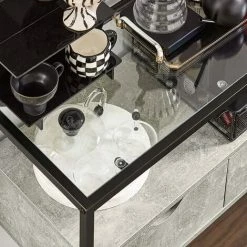 SoBuy Console Table Hall Table Sofa Table Side Table With Glass Top And 2 Drawers,FSB54-HG -SOBUY Shop 71973134 4