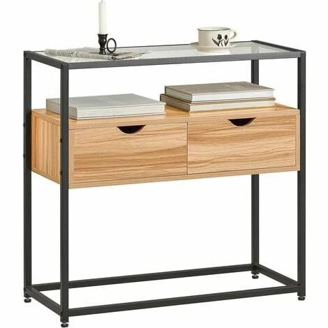 SoBuy Console Table Hall Table Sofa Table Side Table With Glass Top And 2 Drawers,FSB54-N 1 SoBuy Console Table Hall Table Sofa Table Side Table With Glass Top And 2 Drawers,FSB54-N