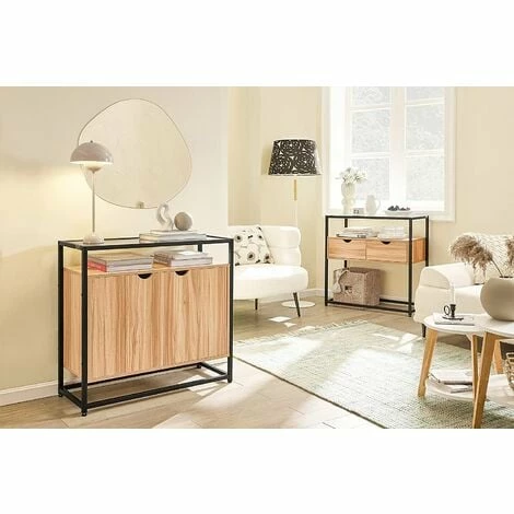SoBuy Console Table Hall Table Sofa Table Side Table With Glass Top And 2 Drawers,FSB54-N 3 SoBuy Console Table Hall Table Sofa Table Side Table With Glass Top And 2 Drawers,FSB54-N - Image 3