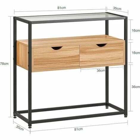 SoBuy Console Table Hall Table Sofa Table Side Table With Glass Top And 2 Drawers,FSB54-N 4 SoBuy Console Table Hall Table Sofa Table Side Table With Glass Top And 2 Drawers,FSB54-N - Image 4
