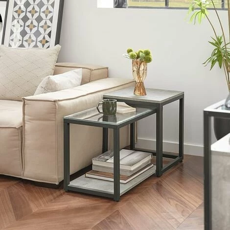 SoBuy Nesting Tables Set Of 2 Coffee Table,FBT35-HG 2 SoBuy Nesting Tables Set Of 2 Coffee Table,FBT35-HG - Image 2