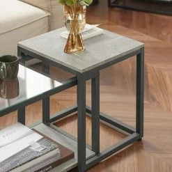 SoBuy Nesting Tables Set Of 2 Coffee Table,FBT35-HG 8 SoBuy Nesting Tables Set Of 2 Coffee Table,FBT35-HG -SOBUY Shop 71973137 4