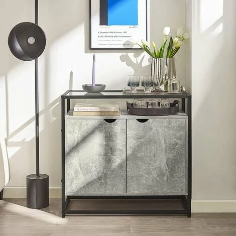 SoBuy Sideboard With Glass Top And 2 Doors, Hallway Console Table,FSB55-HG 2 SoBuy Sideboard With Glass Top And 2 Doors, Hallway Console Table,FSB55-HG - Image 2