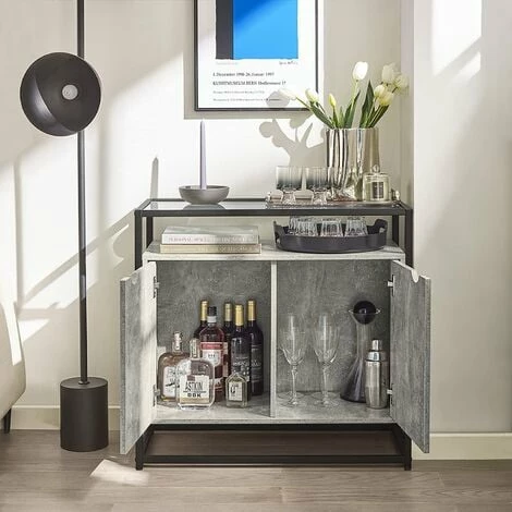 SoBuy Sideboard With Glass Top And 2 Doors, Hallway Console Table,FSB55-HG 3 SoBuy Sideboard With Glass Top And 2 Doors, Hallway Console Table,FSB55-HG - Image 3
