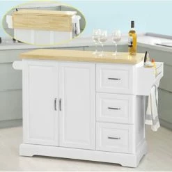 SoBuy Extendable Kitchen Trolley Cart Island, FKW41-WN