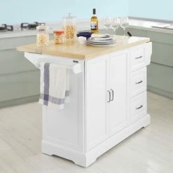 SoBuy Extendable Kitchen Trolley Cart Island, FKW41-WN -SOBUY Shop 7564820 3