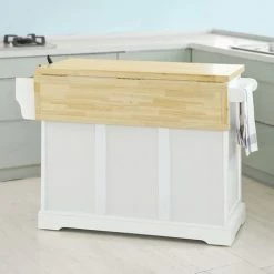 SoBuy Extendable Kitchen Trolley Cart Island, FKW41-WN -SOBUY Shop 7564820 4