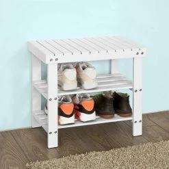 SoBuy Bamboo Shoe Rack With Seat On Top, Bathroom Shelf, L50cm, FSR02-K-W 7 SoBuy Bamboo Shoe Rack With Seat On Top, Bathroom Shelf, L50cm, FSR02-K-W -SOBUY Shop 7564822 3