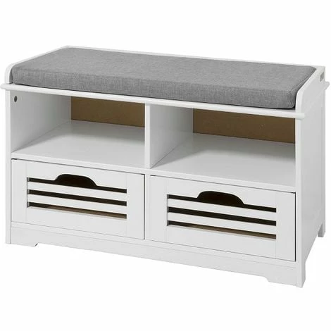 SoBuy Shoe Storage Bench With 2 Drawers, 2 Storage Cubes & Cushion,FSR36-K-W 1 SoBuy Shoe Storage Bench With 2 Drawers, 2 Storage Cubes & Cushion,FSR36-K-W