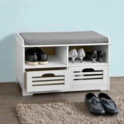 SoBuy Shoe Storage Bench With 2 Drawers, 2 Storage Cubes & Cushion,FSR36-K-W 7 SoBuy Shoe Storage Bench With 2 Drawers, 2 Storage Cubes & Cushion,FSR36-K-W -SOBUY Shop 7564831 3