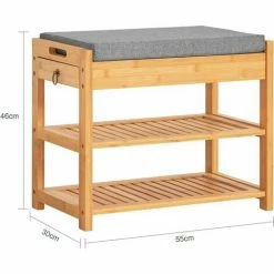 SoBuy Bamboo Padded Hallway Shoe Rack Seat Bench With Storage Drawer,FSR49-N -SOBUY Shop 7564837 4