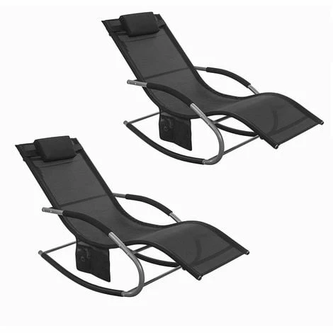 SoBuy 2 Sets Outdoor Patio Recliners Rocking Chair Black,OGS28-SCHx2 1 SoBuy 2 Sets Outdoor Patio Recliners Rocking Chair Black,OGS28-SCHx2