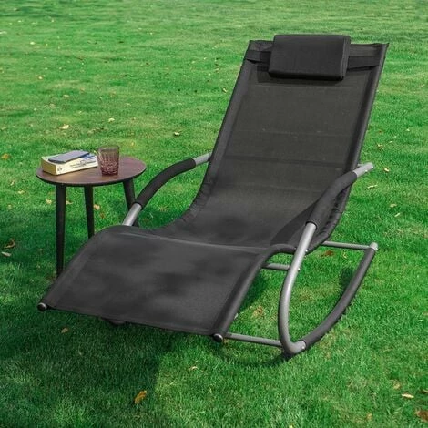 SoBuy 2 Sets Outdoor Patio Recliners Rocking Chair Black,OGS28-SCHx2 3 SoBuy 2 Sets Outdoor Patio Recliners Rocking Chair Black,OGS28-SCHx2 - Image 3