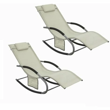 SoBuy 2 Sets Outdoor Patio Recliner Sun Lounger Rocking Chair Beige,OGS28-MIx2 1 SoBuy 2 Sets Outdoor Patio Recliner Sun Lounger Rocking Chair Beige,OGS28-MIx2