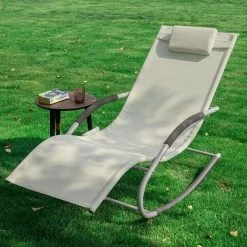 SoBuy 2 Sets Outdoor Patio Recliner Sun Lounger Rocking Chair Beige,OGS28-MIx2 7 SoBuy 2 Sets Outdoor Patio Recliner Sun Lounger Rocking Chair Beige,OGS28-MIx2 -SOBUY Shop 7564843 3