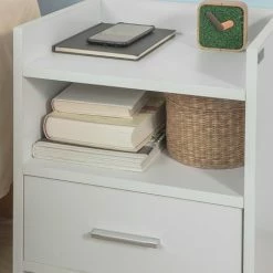 SoBuy White Wood Side Table With Drawer, FBT66-W -SOBUY Shop 7900988 5