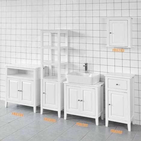 SoBuy White Wood Under Sink Basin Bathroom Storage Cabinet Unit, FRG202-W 3 SoBuy White Wood Under Sink Basin Bathroom Storage Cabinet Unit, FRG202-W - Image 3
