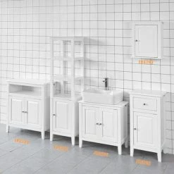 SoBuy White Wood Under Sink Basin Bathroom Storage Cabinet Unit, FRG202-W 7 SoBuy White Wood Under Sink Basin Bathroom Storage Cabinet Unit, FRG202-W -SOBUY Shop 7900991 4