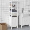 SoBuy Floor Standing Tall Boy Bathroom Storage Cabinet Unit, White, FRG205-W