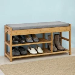 SoBuy Shoe Racks And Tidies Padded Hallway Shoe Storage Rack Bench With Storage Space,FSR47-N -SOBUY Shop 8230477 3