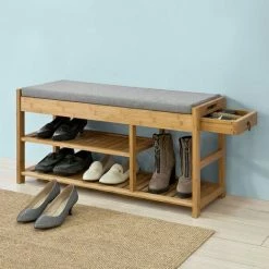 SoBuy Shoe Racks And Tidies Padded Hallway Shoe Storage Rack Bench With Storage Space,FSR47-N -SOBUY Shop 8230477 5