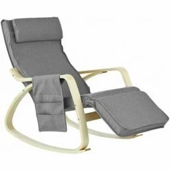 SoBuy Relax Chair Rocking Chair With Adjustable Footrest Side Bag, FST18-DG