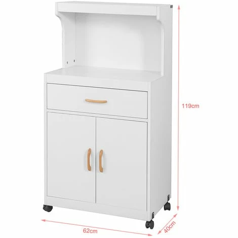 SoBuy Wheeled Kitchen Storage Cupboard Sideboard,FSB12-W 2 SoBuy Wheeled Kitchen Storage Cupboard Sideboard,FSB12-W - Image 2