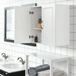 SoBuy White Kitchen Bathroom Wall Unit With Double Doors FRG231-W -SOBUY Shop 8384476 5