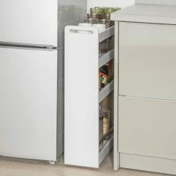 SoBuy White 4 Tiers Slide Out Storage Tower Rack On Wheels,NSR01-W 7 SoBuy White 4 Tiers Slide Out Storage Tower Rack On Wheels,NSR01-W -SOBUY Shop 8384480 3