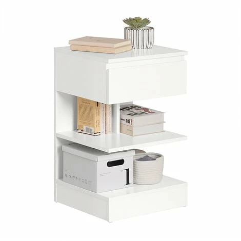 SoBuy Bedside Side Table With Drawer & Storage Shelve,FBT49-W 1 SoBuy Bedside Side Table With Drawer & Storage Shelve,FBT49-W