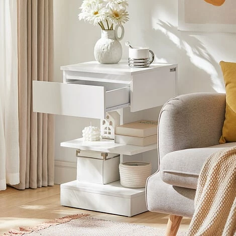 SoBuy Bedside Side Table With Drawer & Storage Shelve,FBT49-W 2 SoBuy Bedside Side Table With Drawer & Storage Shelve,FBT49-W - Image 2