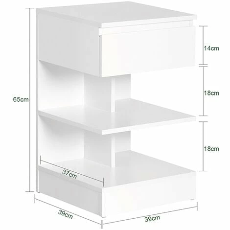 SoBuy Bedside Side Table With Drawer & Storage Shelve,FBT49-W 5 SoBuy Bedside Side Table With Drawer & Storage Shelve,FBT49-W - Image 5