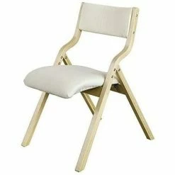 SoBuy Wooden Padded Folding Dining Chair Office Chair,Beige, FST40-W