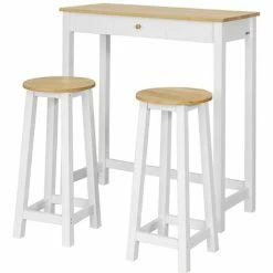 SoBuy 3 PCS Kitchen Breakfast Dining Bar Set-1 Table And 2 Stools,FWT50-WN