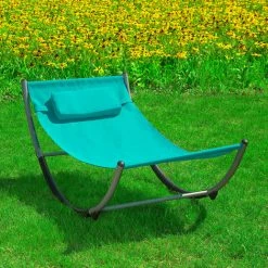 SoBuy Outdoor Children Kids Rocking Hammock Sun Longer Blue,KMB04-B -SOBUY Shop 8656883 3