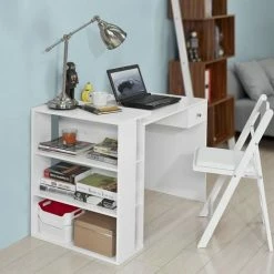 SoBuy Home Office Desk, Computer Desk PC Desk, White FWT35-W -SOBUY Shop 9298287 4