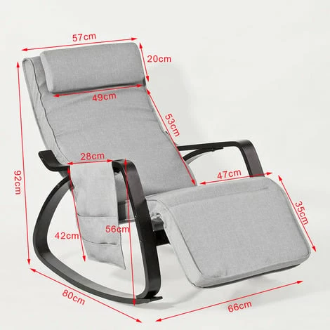 SoBuy Relax Rocking Chair Lounge Chair With Adjustable Footrest And Removable Side Bag FST20-HG 2 SoBuy Relax Rocking Chair Lounge Chair With Adjustable Footrest And Removable Side Bag FST20-HG - Image 2