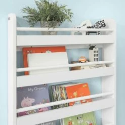 SoBuy Wall White Wood 4 Tiers Kids Storage Shelving Bookcase Rack KMB08-K-W -SOBUY Shop 9500464 4